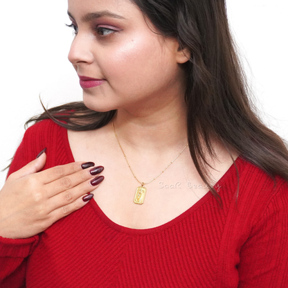 Premium Gold-Plated Pendant Necklace with Intricate Religious Design