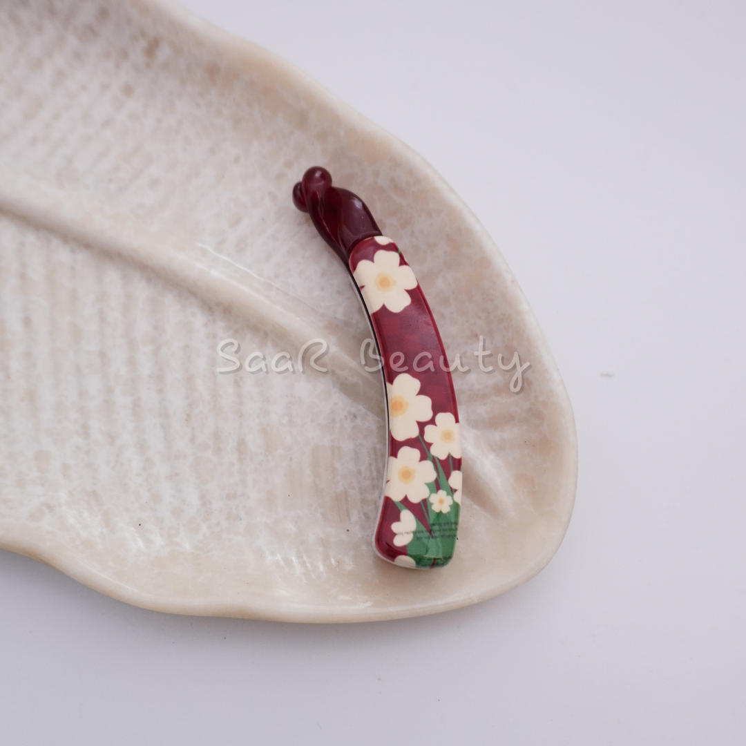 Floral &amp; Solid Pattern Banana Hair Clips – Stylish Non-Slip Hair Accessories