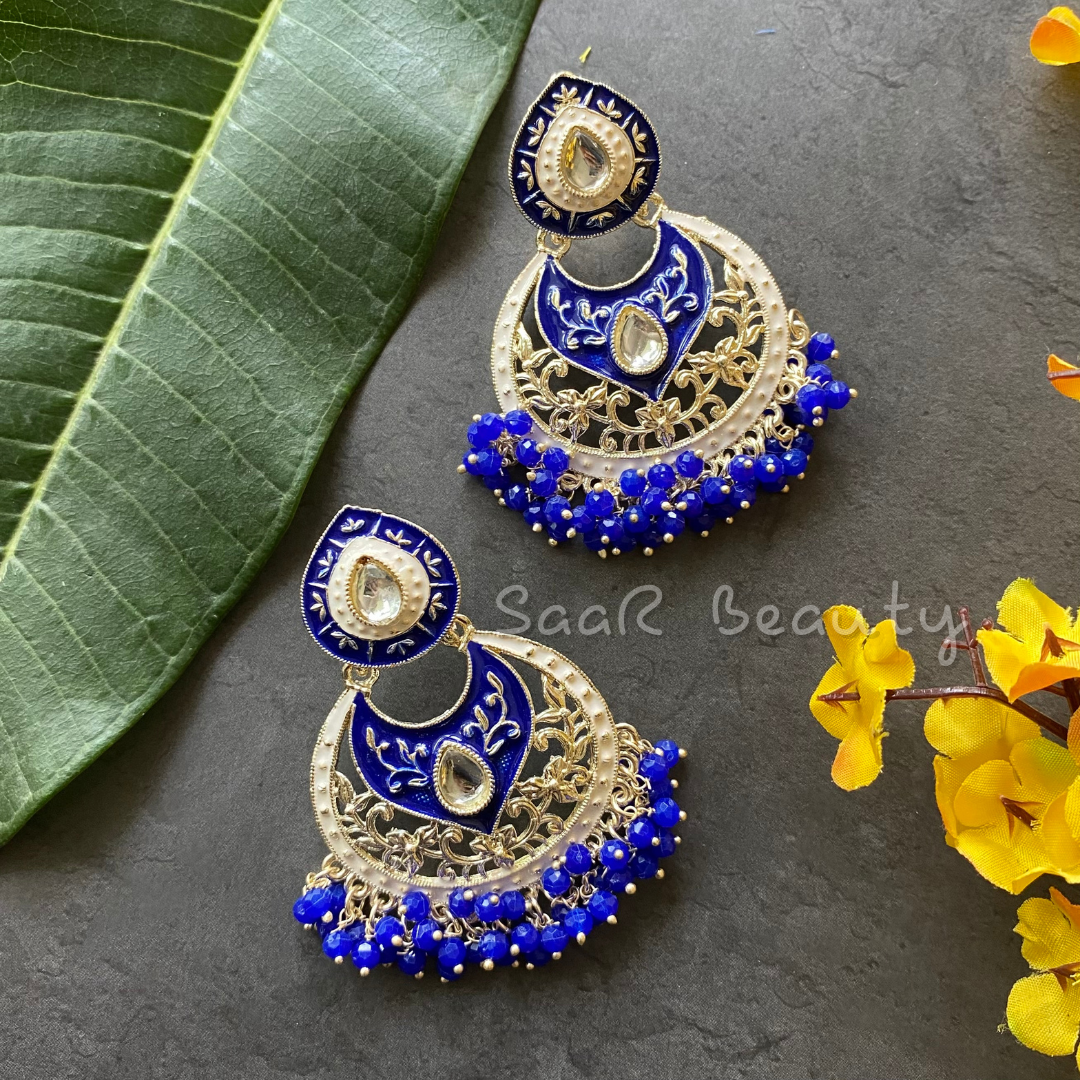 JALASHAYA MEENAKARI EARRINGS - NAVY BLUE