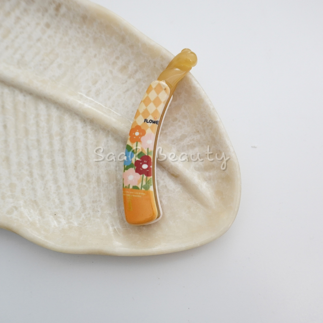 Floral &amp; Solid Pattern Banana Hair Clips – Stylish Non-Slip Hair Accessories