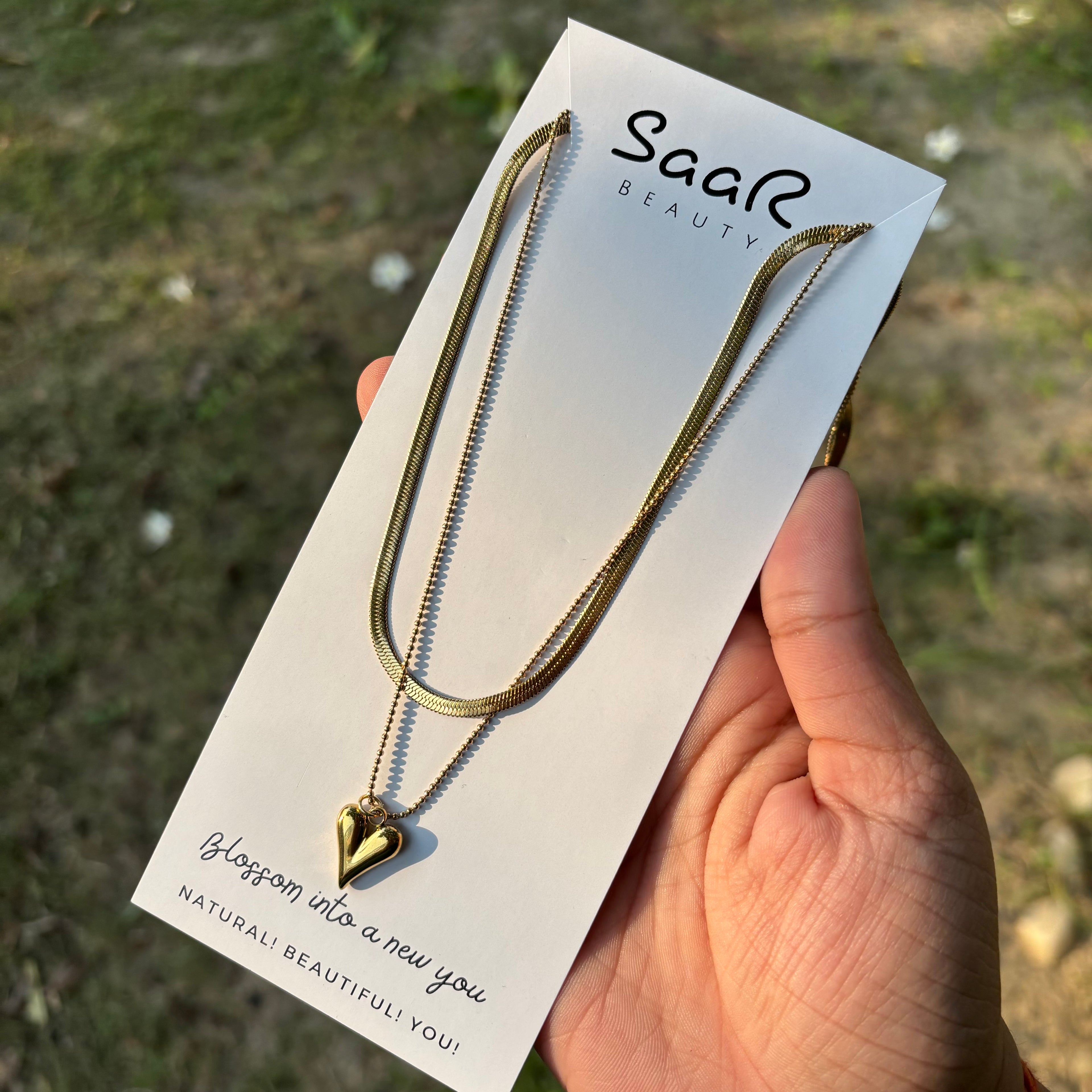 Saar Beauty Twin Layer Heart Chain