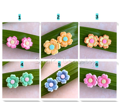 DUAL FLOWER TOPS STUD EARRINGS