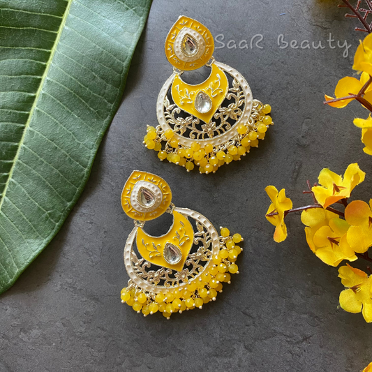 JALASHAYA MEENAKARI EARRINGS - YELLOW