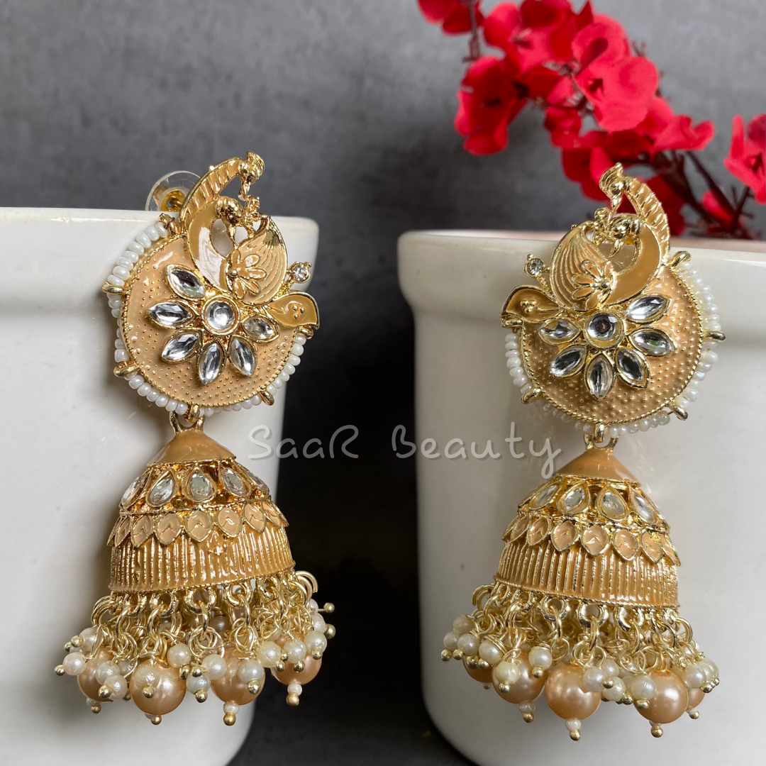 RUKMANI JHUMKA EARRINGS - GOLDEN