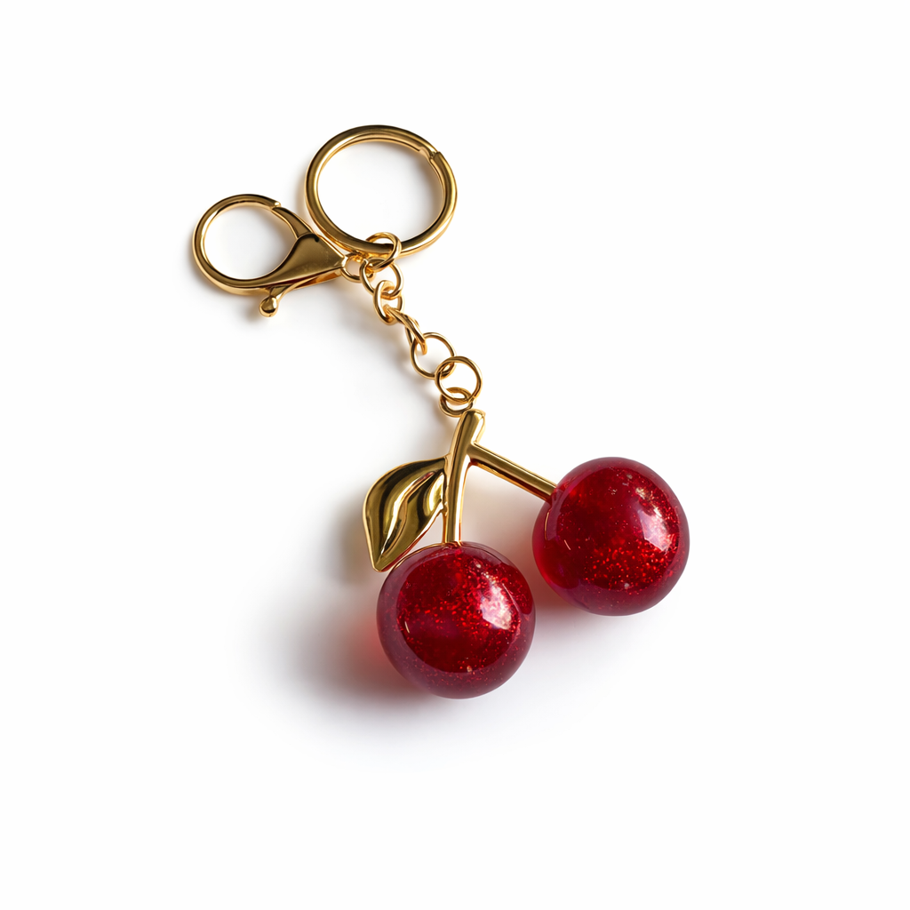 Red cherry keychain for bags and keys aesthetic charm