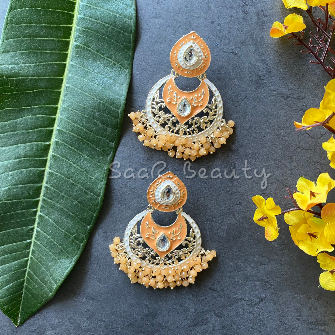 JALASHAYA MEENAKARI EARRINGS - YELLOWISH PEACH