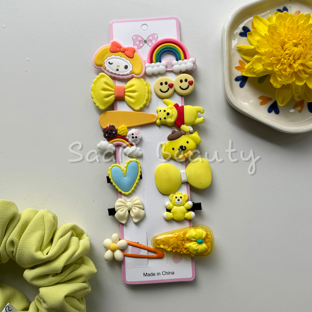 YELLOW KIDS CLIP COLLECTION SET OF 14