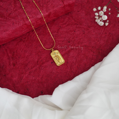 Premium Gold-Plated Pendant Necklace with Intricate Religious Design