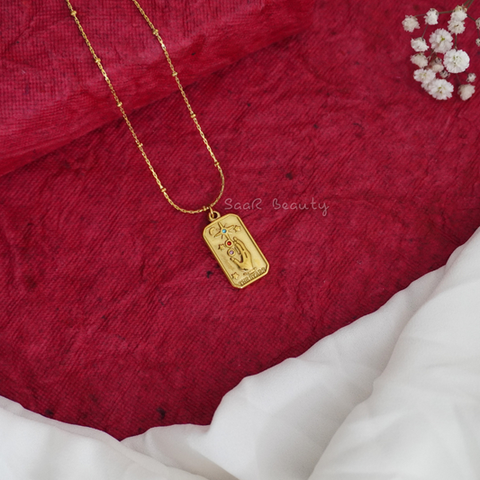 Premium Gold-Plated Pendant Necklace with Intricate Religious Design