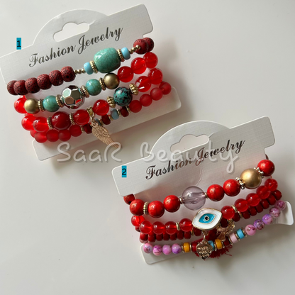 BRACELET SET OF 4 RED