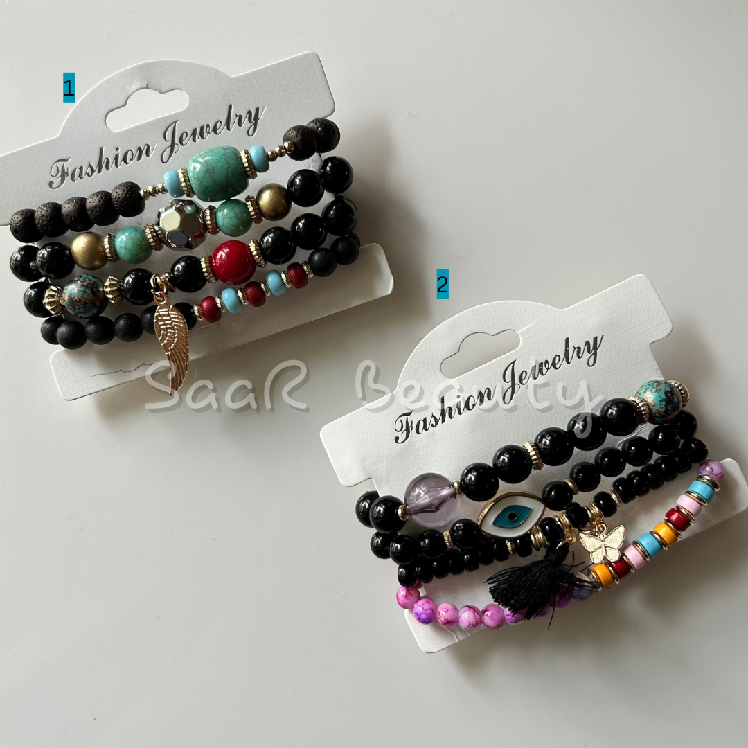 BRACELET SET OF 4 BLACK