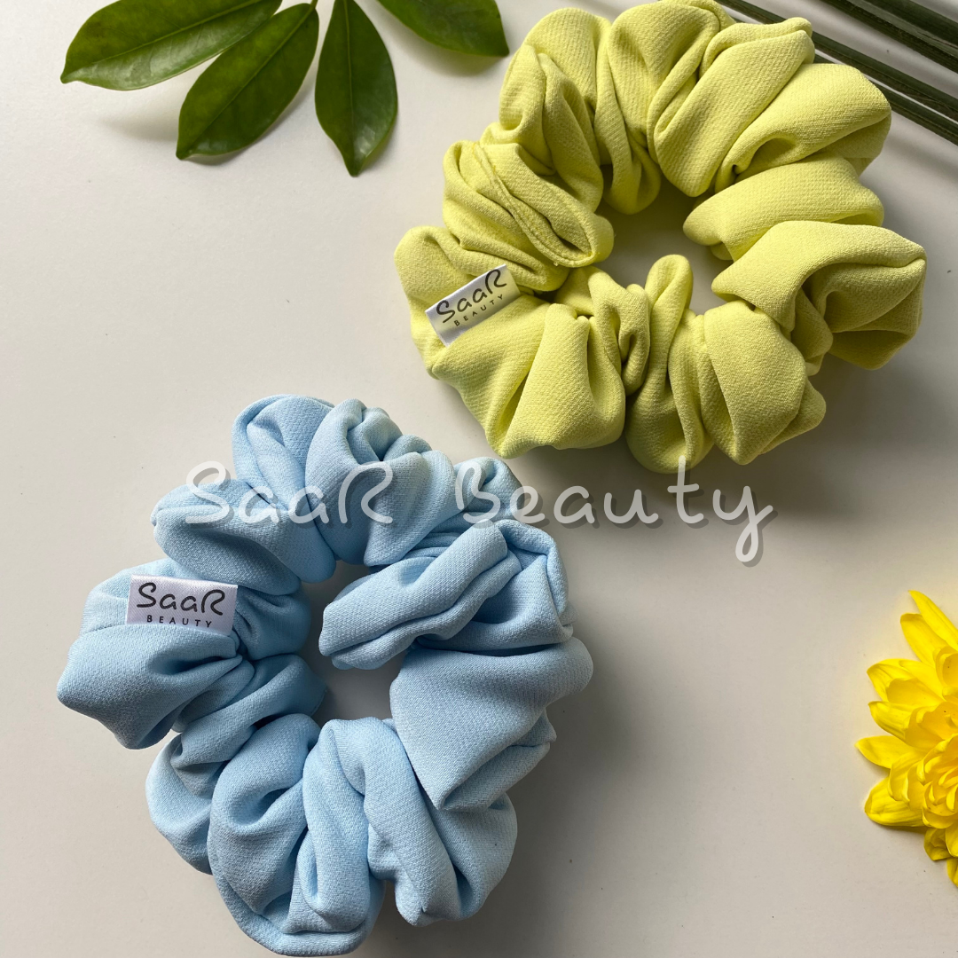 LARGE PASTEL SOFT GREIGE SCRUNCHIES