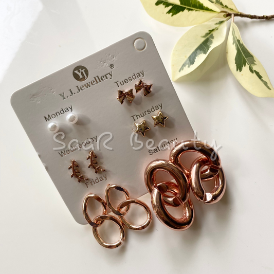 WEEKDAYS TWINKE AND BOW EARRINGS 6 PAIRS