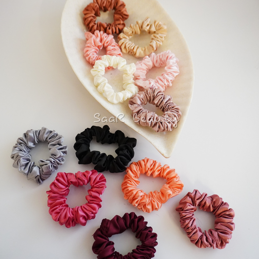 Skinny Satin Scrunchies for Women and Girls – By Saar Beauty