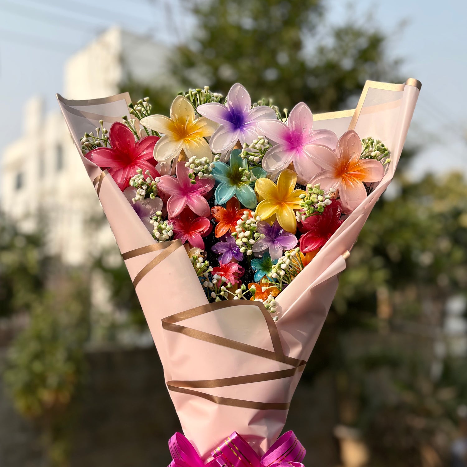 Viral Flower Hair Claw Clip Clutcher Bouquet – Set of 25 Hair Clutchers - premium korean packaging