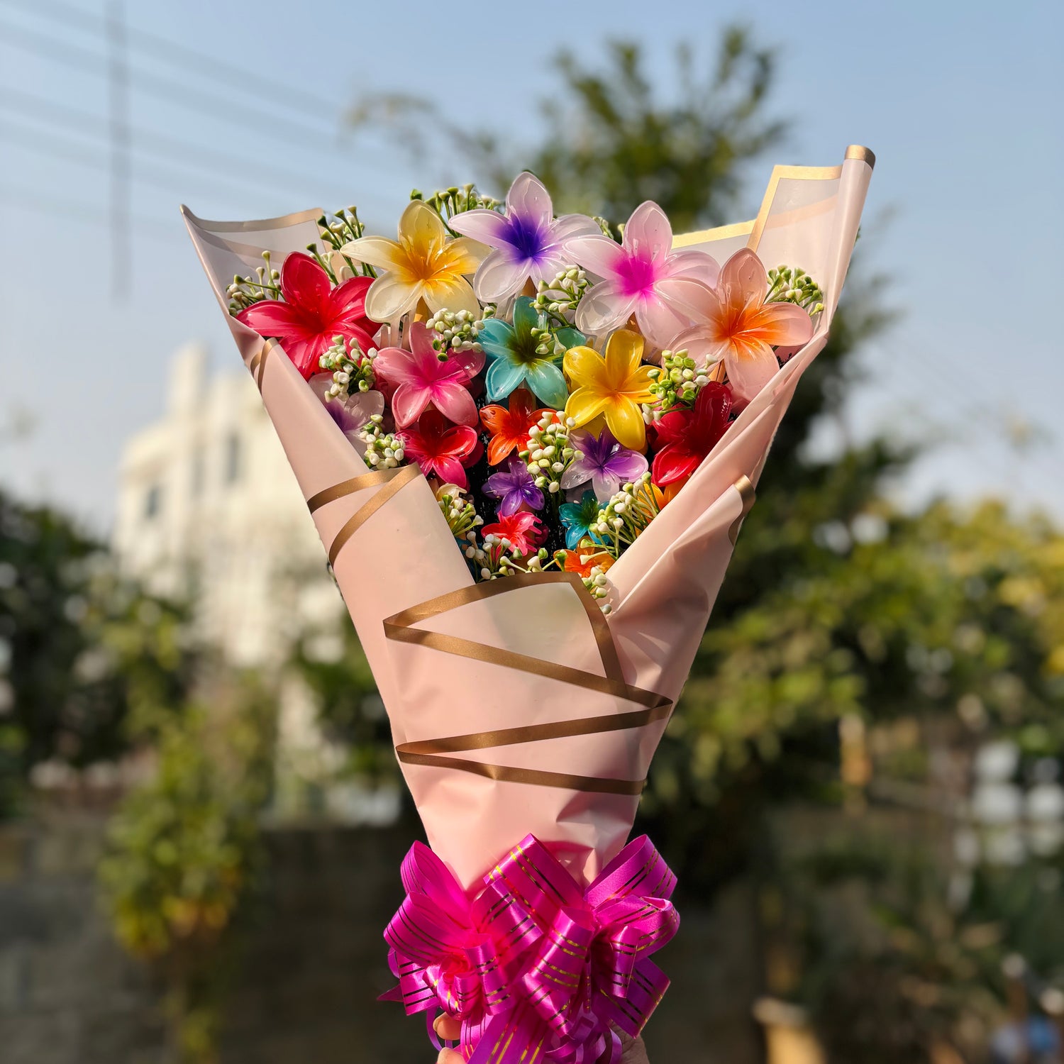 Viral Flower Hair Claw Clip Clutcher Bouquet – Set of 25 Hair Clutchers - premium korean packaging