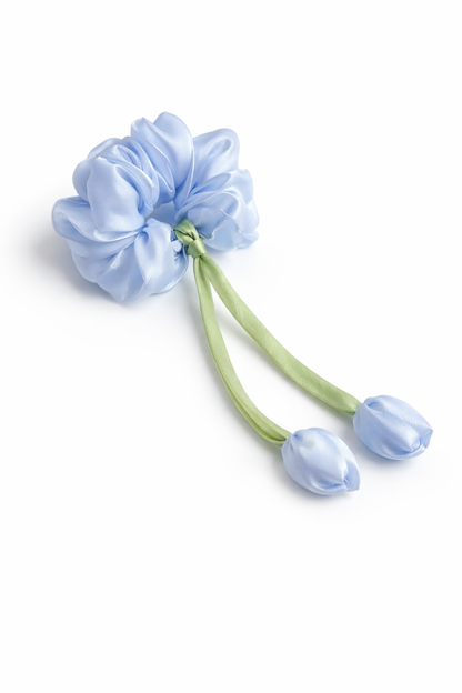 SaaR beauty Tulip Scrunchies for Women – Soft Satin Floral Hair Accessories