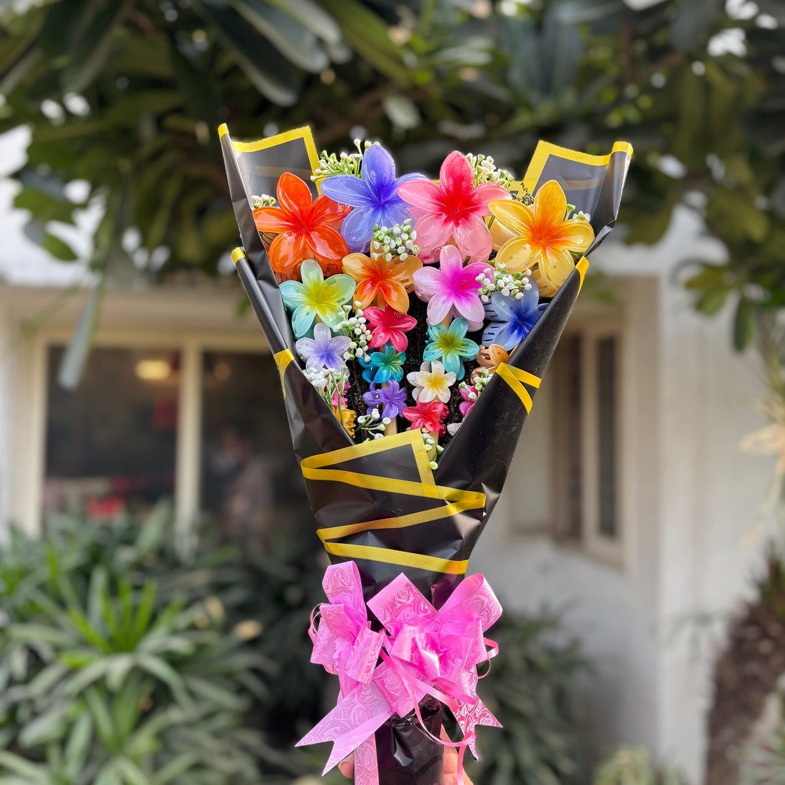 SaaR Beauty Flower Hair Claw Bouquet Collection – Stylish &amp; Practical for All Hair Types – Perfect Valentine Gift – Set of 20 Hair Clutchers -premium korean paper packaging