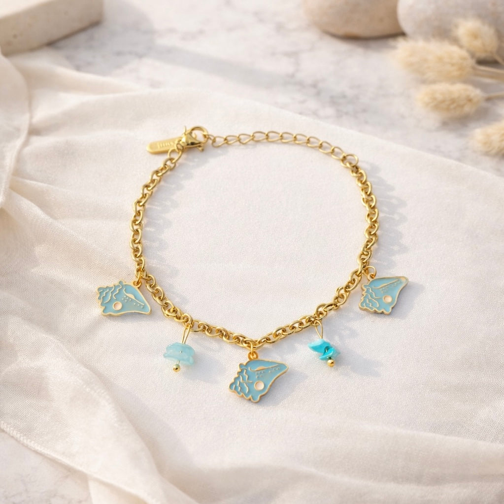 Ocean Blue Charm Bracelet | Waterproof, Anti-Tarnish, Adjustable SaaR Beauty