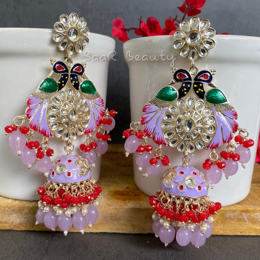 MEENAKARI VISHNU PRIYA LARGE JHUMKA EARRINGS - PURPLE