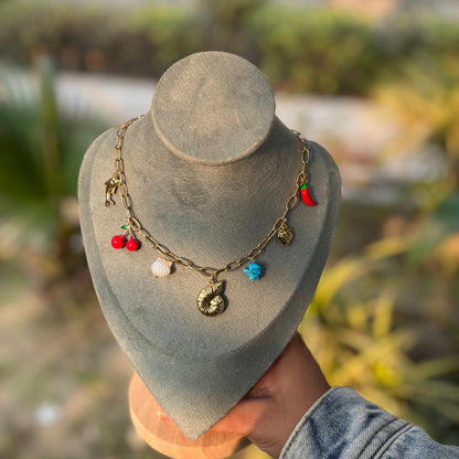 Cherry Spice Statement Charm Necklace for Women