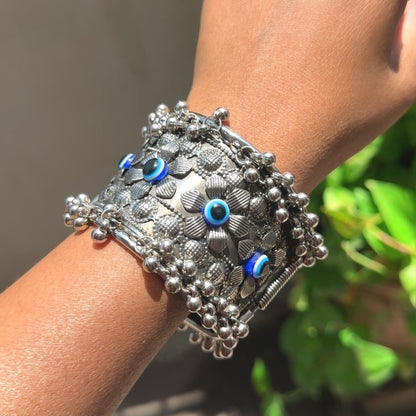 EVIL EYE OXIDISED KADA CUFF BRACELET TRADITIONAL BANJARA BOHO BANGLE