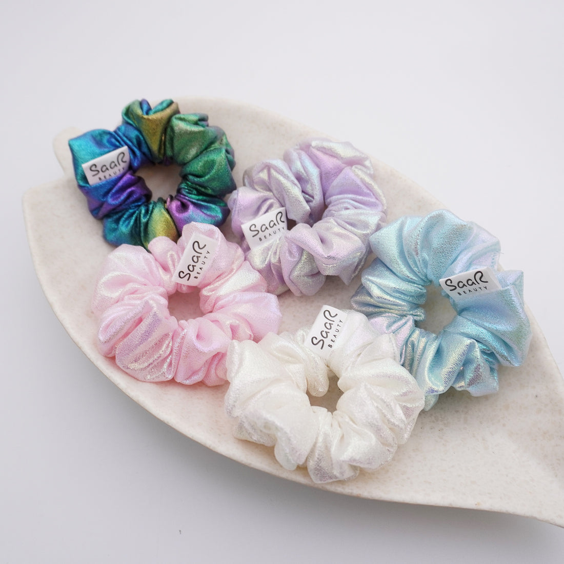 Fluffy Soft Holographic Metallic Medium Scrunchies- Vibrant Colors by SaaR Beauty