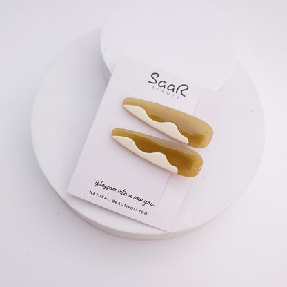 Set of 2 Oval Hair Clips by SaaR Beauty – Elegant Milky Finish Hair Accessories for All Occasions