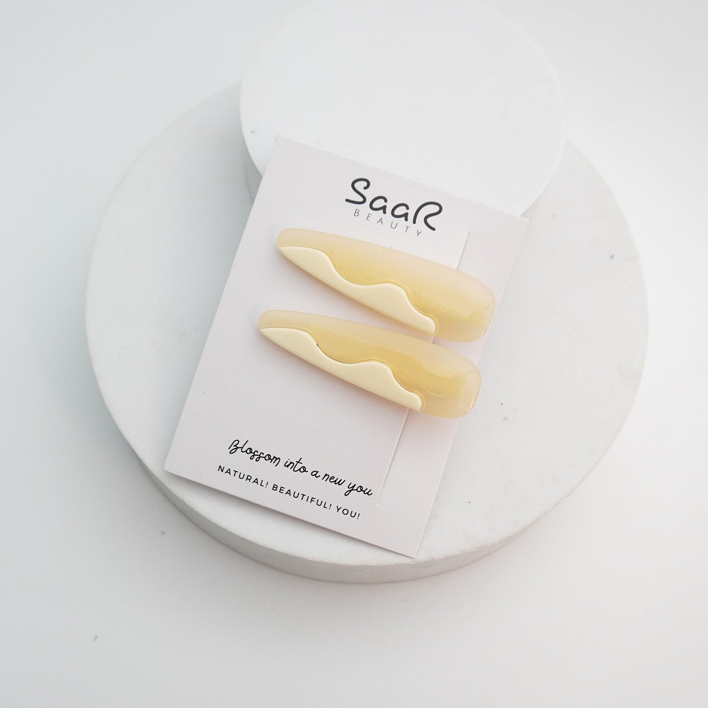 Set of 2 Oval Hair Clips by SaaR Beauty – Elegant Milky Finish Hair Accessories for All Occasions