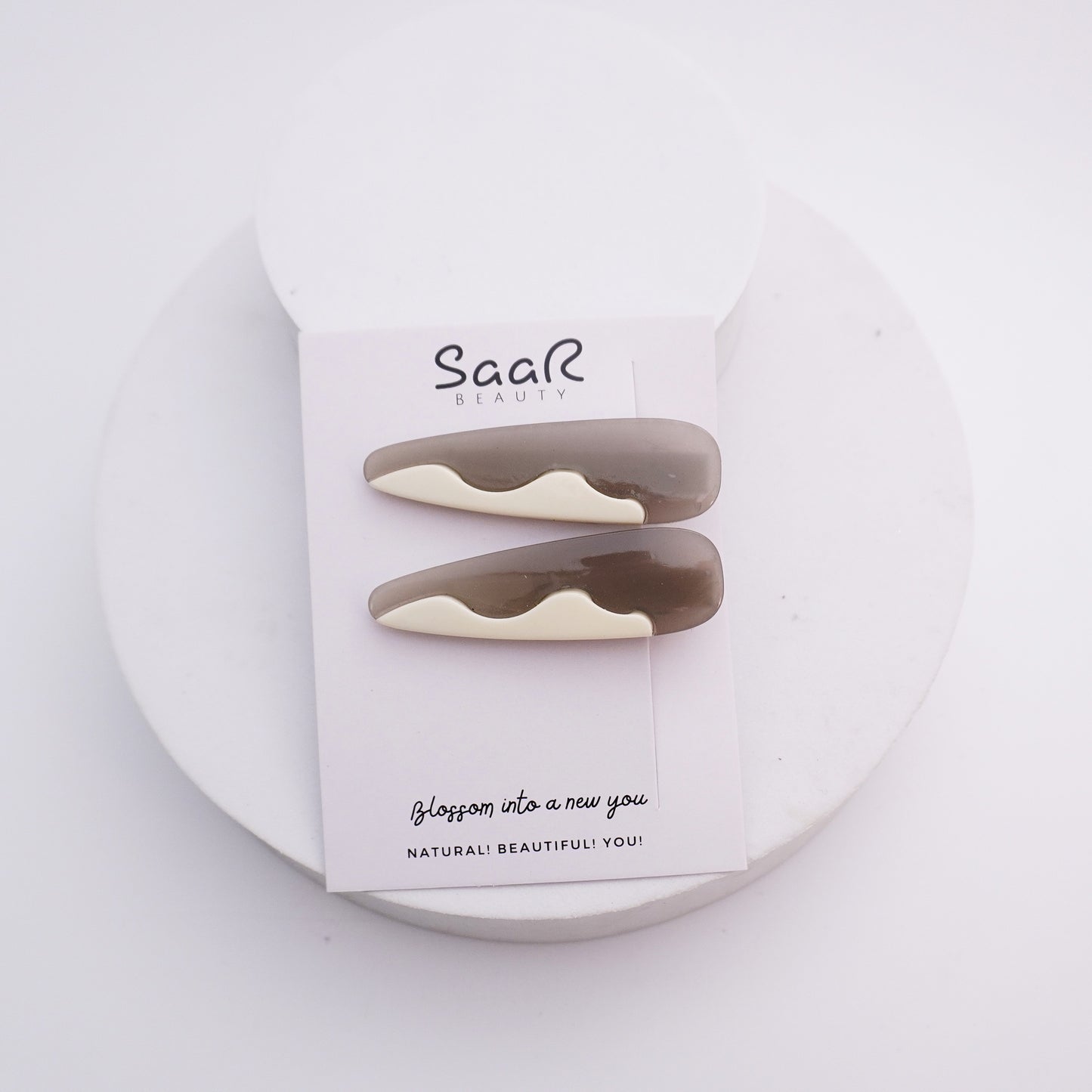 Set of 2 Oval Hair Clips by SaaR Beauty – Elegant Milky Finish Hair Accessories for All Occasions