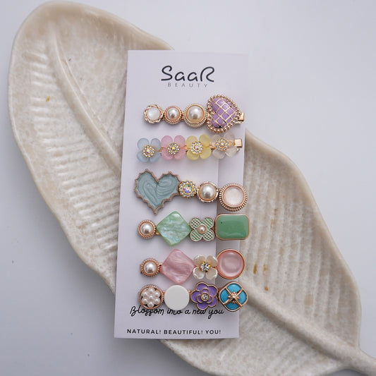 "Enhance your style with SaaR Beauty's Korean Hair Clip Set of 6! Chic, colorful, and versatile designs for all hair types. Perfect for any outfit and occasion!"