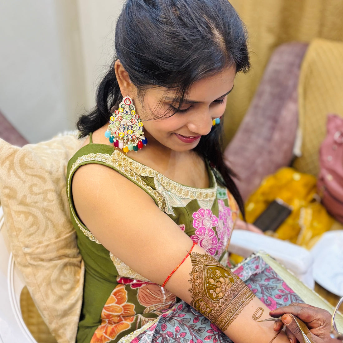 MEENAKARI MULTI COLOUR NAV NAARI EARRINGS