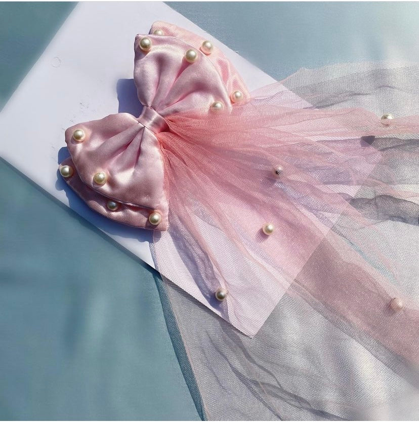 PREMIUM PINK BOW WITH VEIL