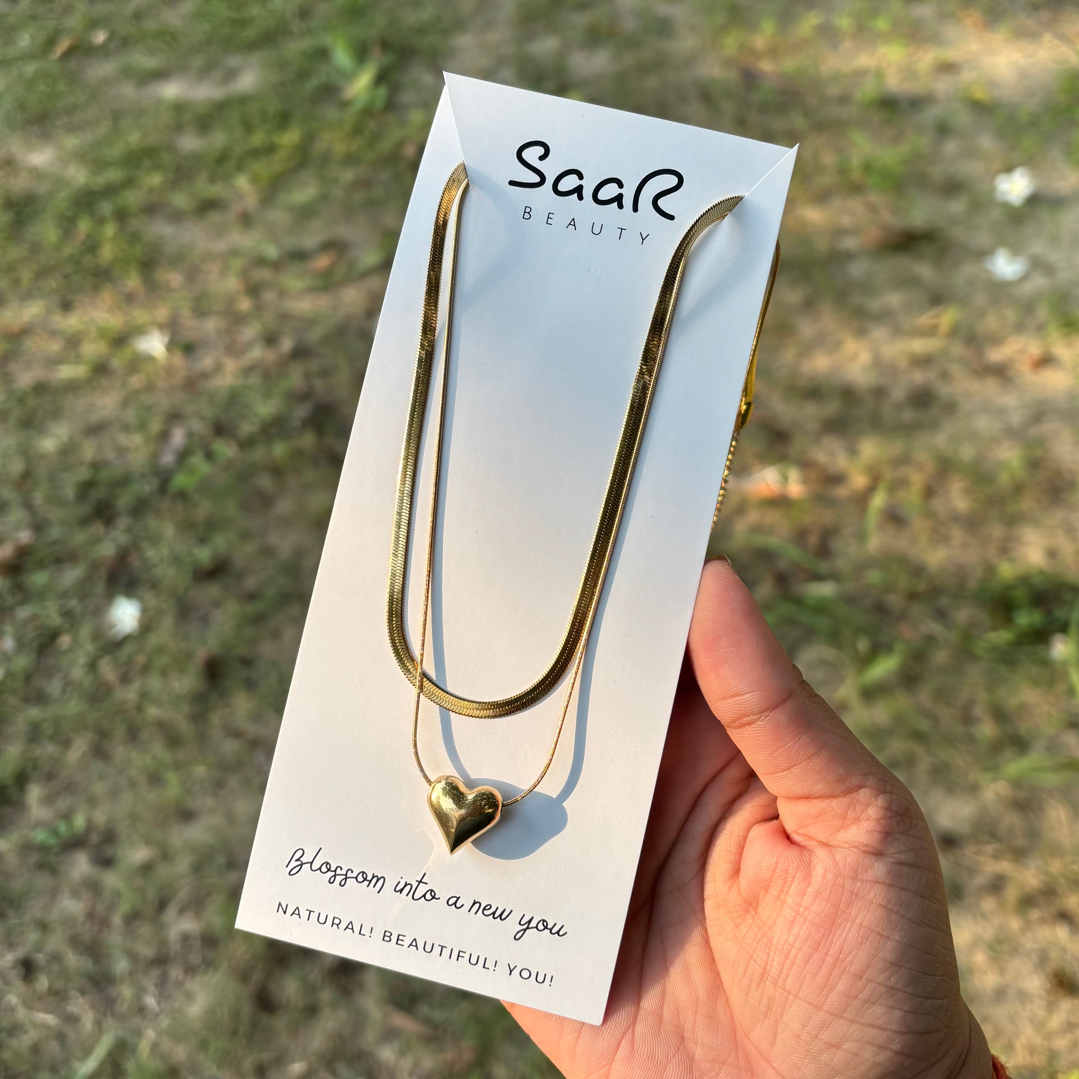 Saar Beauty Twin Layer Heart Chain