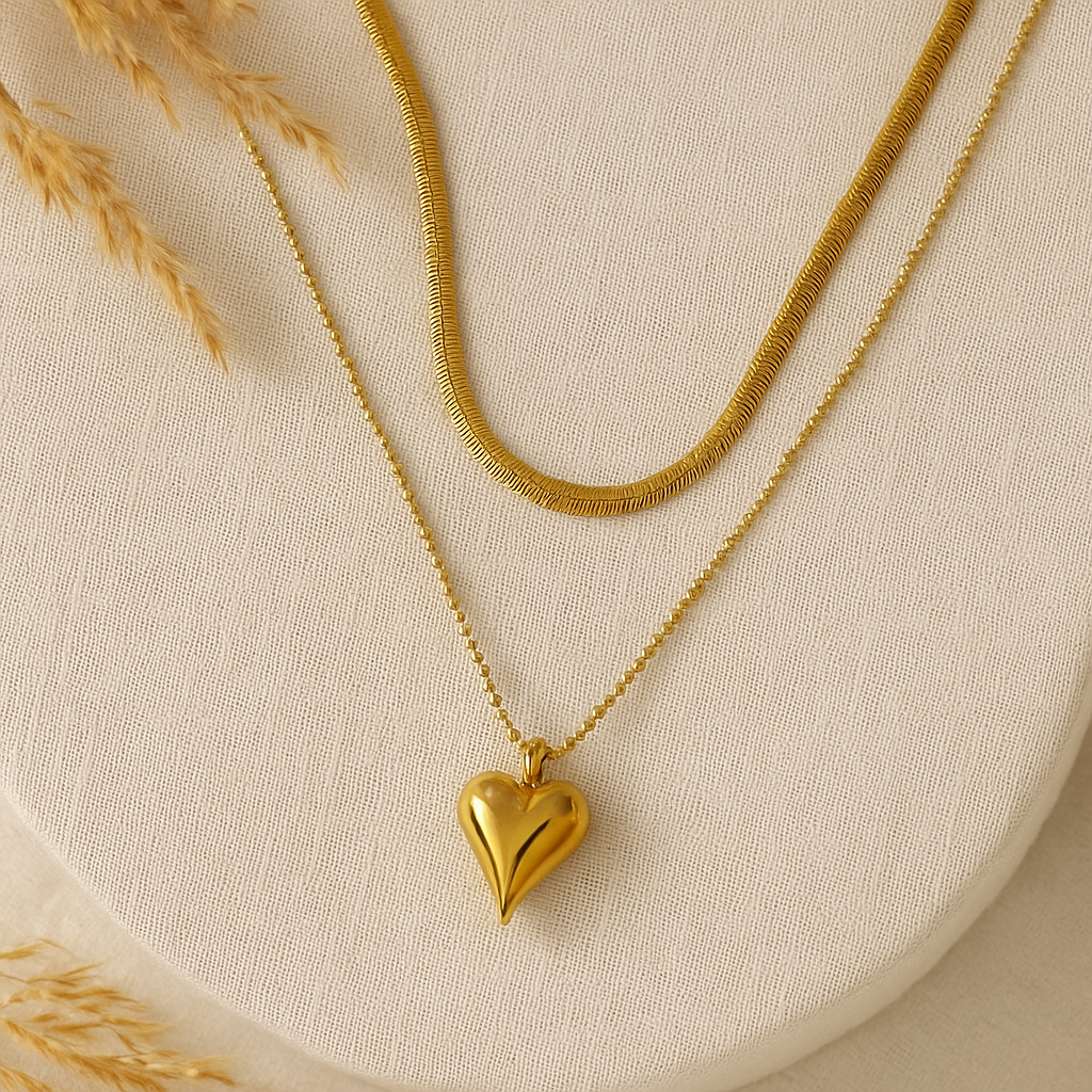 Saar Beauty Twin Layer Heart Chain