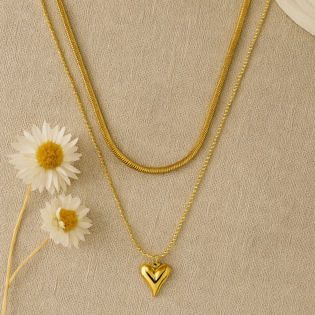 Saar Beauty Twin Layer Heart Chain