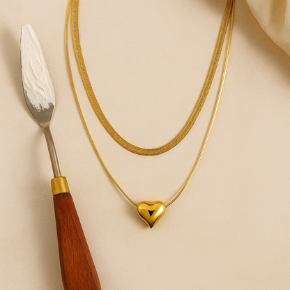 Golden Ribbon Love Pendant Set
