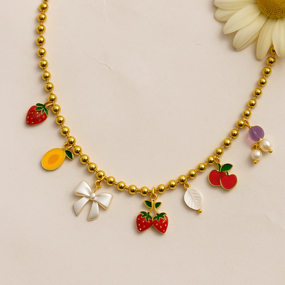 Berry Bloom Waterproof Daily-Wear Charm Necklace