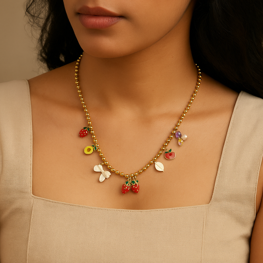 Berry Bloom Waterproof Daily-Wear Charm Necklace