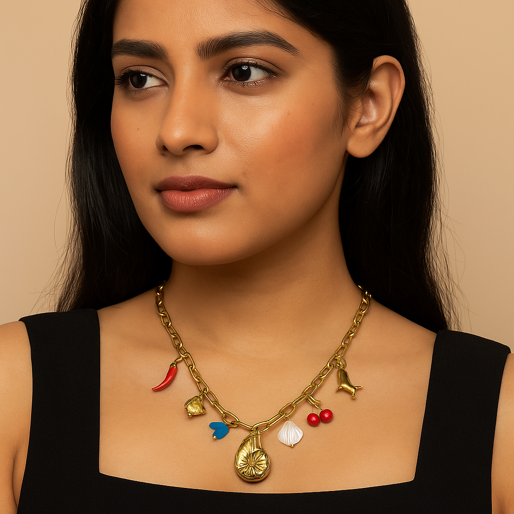 Cherry Spice Statement Charm Necklace for Women