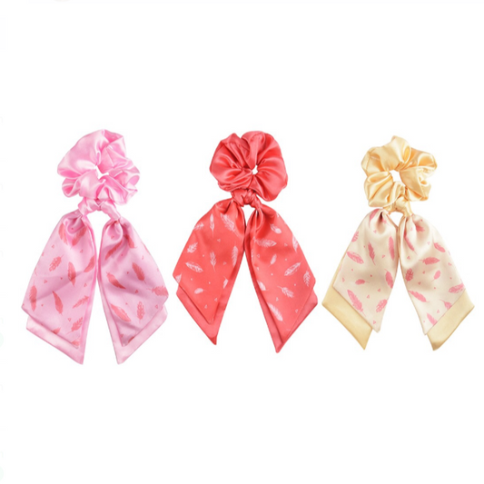 PREMIUM RED LEAF SCARF SCRUNCHIES FOR WOMEN AND GIRLS