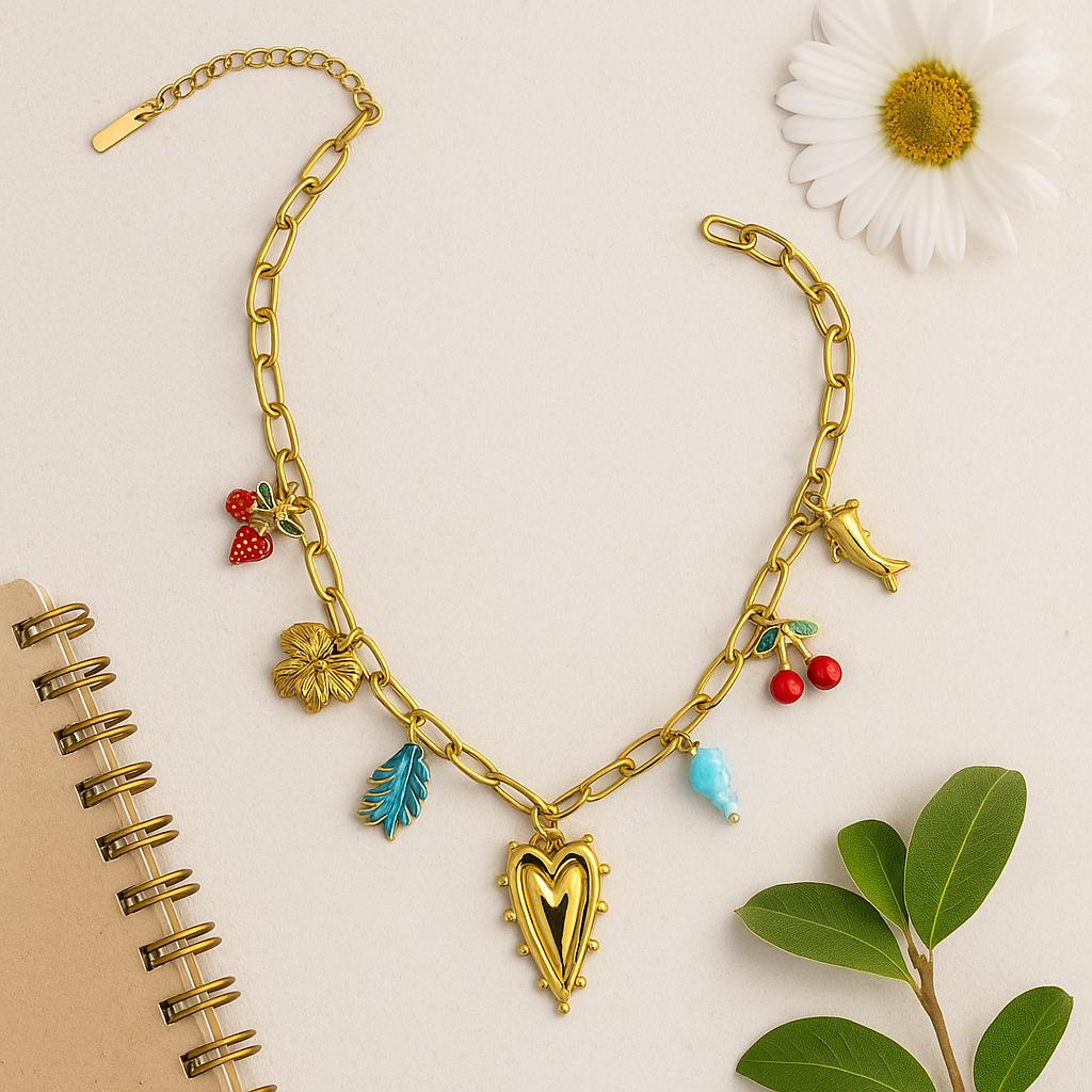 SaaR Beauty HeartBloom Charm Chain Necklace